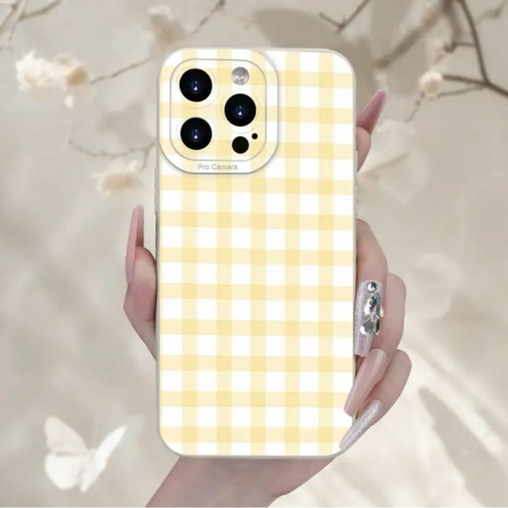 Apple iPhone Phone Case Simple Yellow Plaid Stylish & Protective TPU - Picture 6 of 6